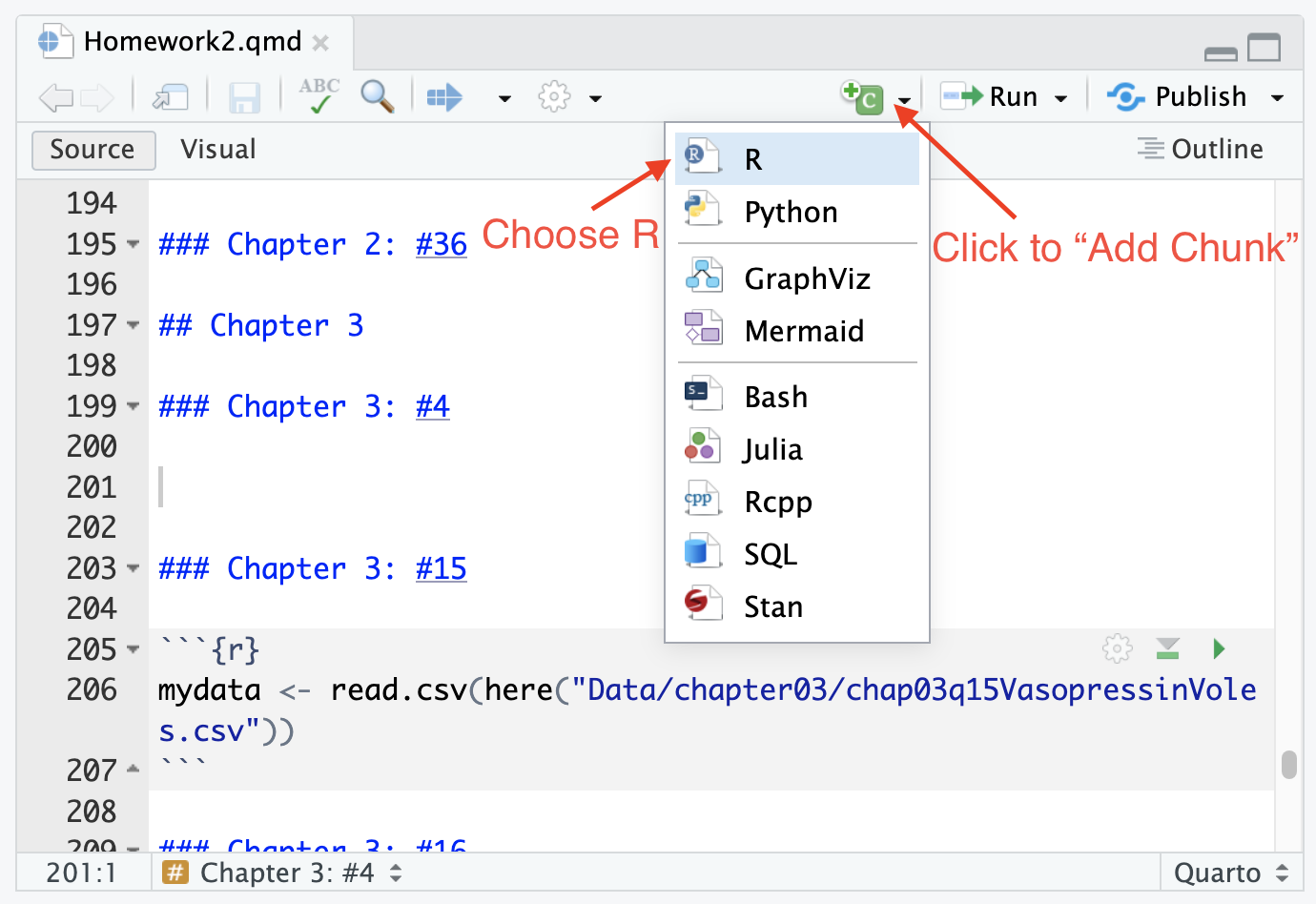 Add R chunk