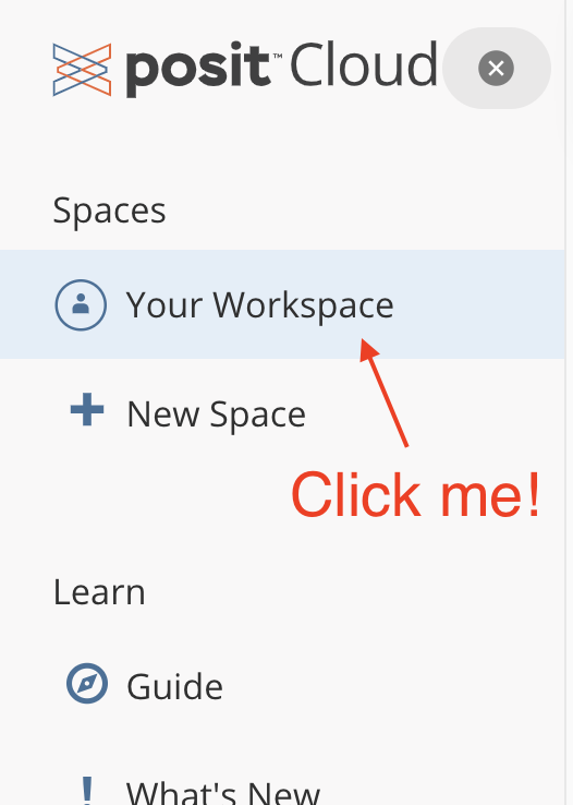 Click on 'Your Workspace' in the left panel.